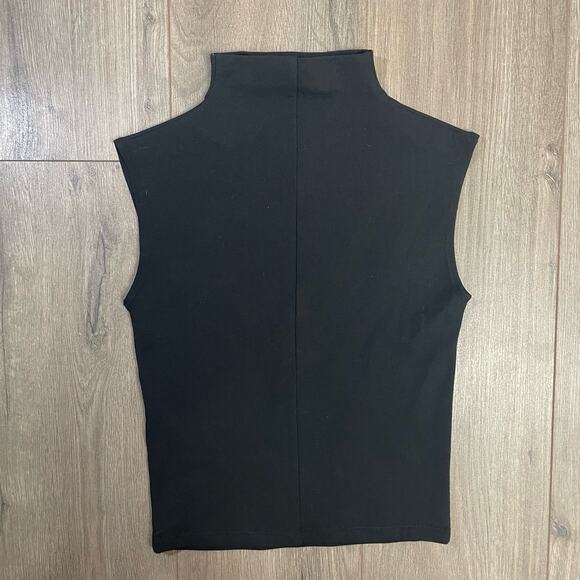 Madewell Funnel Neck Muscle Tee Cropped True Black Top US Women's XXS New - Picture 3 of 6